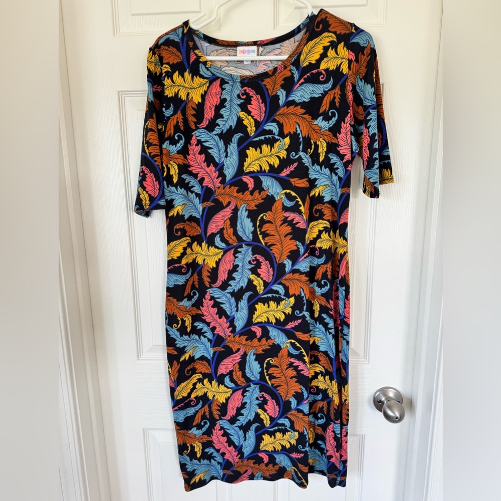 LuLaRoe Multicolor Leaf Print Midi Dress